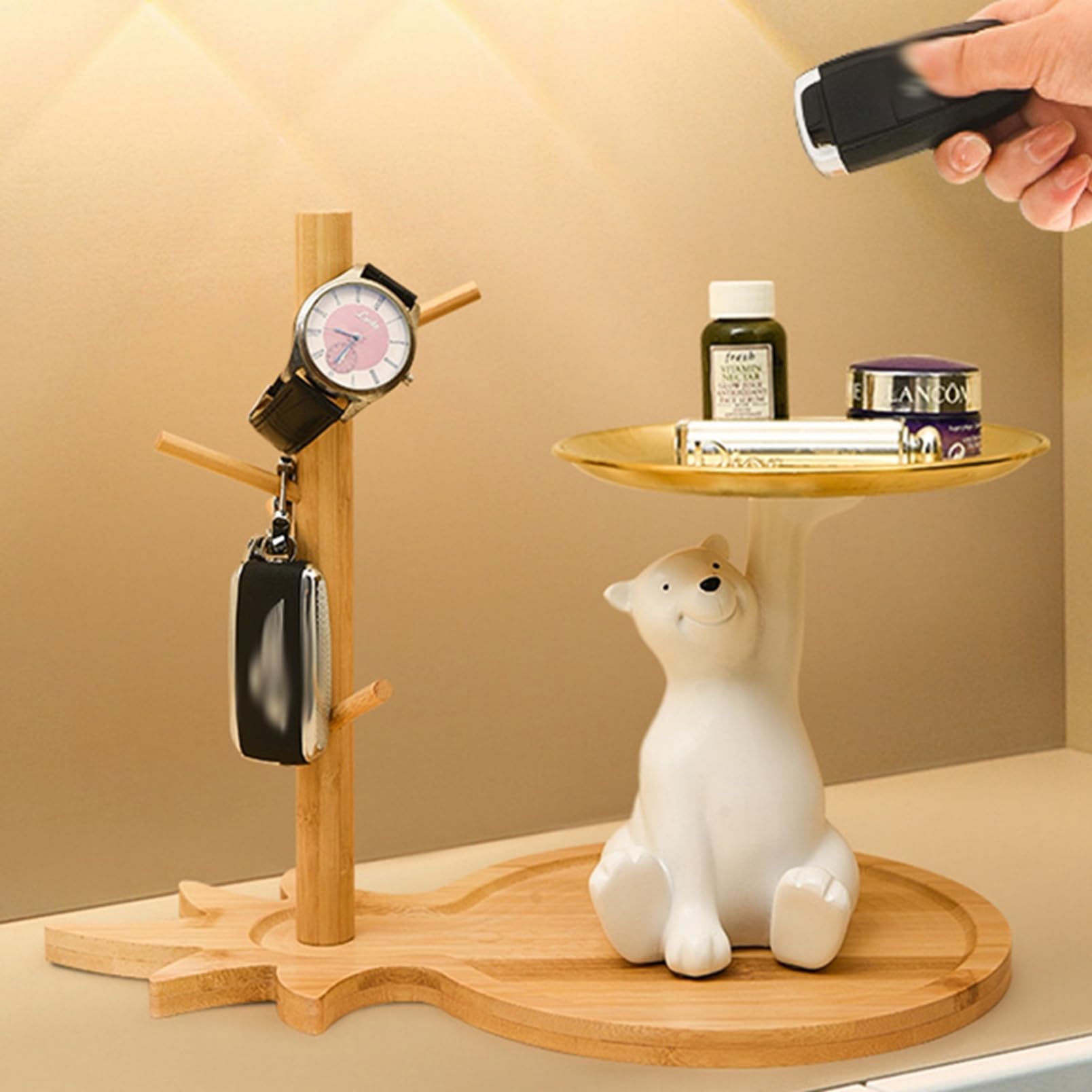 Amazon.co.jp: 鍵置き 玄関収納 皿を持った熊 キー収納トレイ